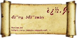 Őry Jázmin névjegykártya